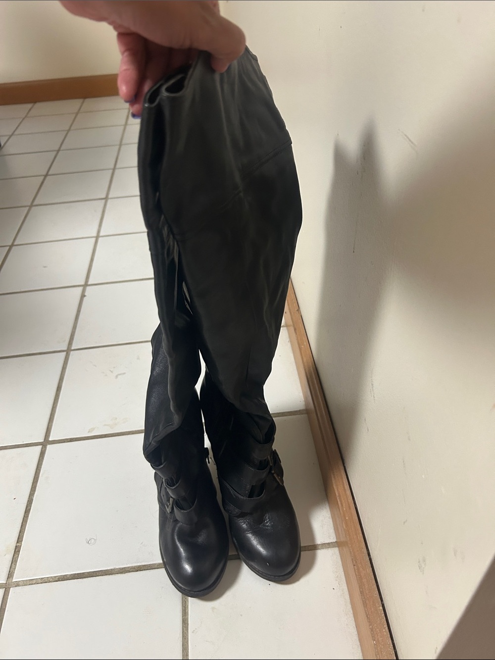 Aldo Black Knee-High Leather Boots
